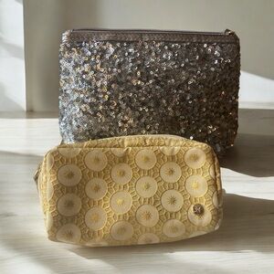 Stephanie Johnson Glitter Cosmetic Bag and Yellow bag ! BOTH $ 30